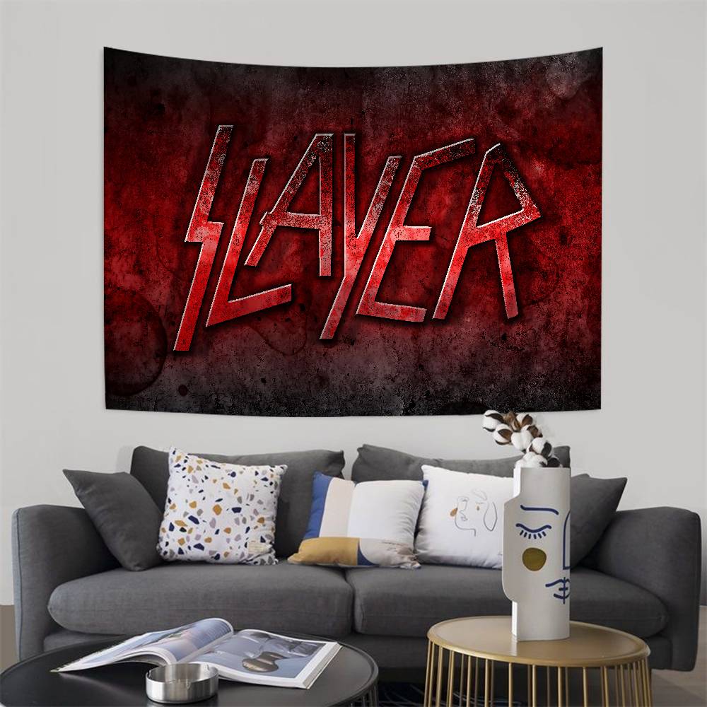 SSlayer HHeavy MMetal Band Cartoon Tapestry Art Science Fiction Room Home Decor Wall Hanging Home Decor