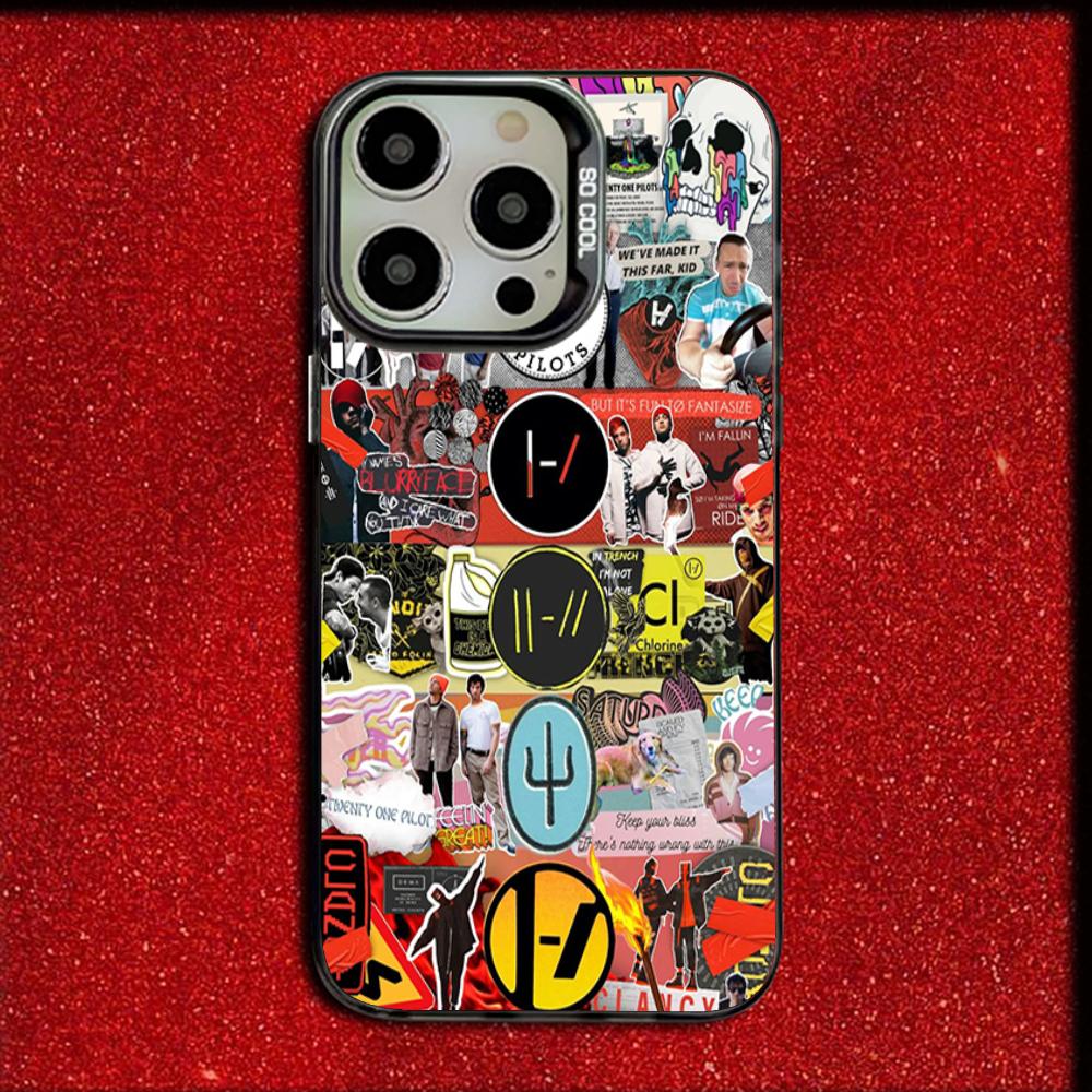 T-Twenty One Pilots Phone Case For iPhone 16,15,14,13,12,11,Mini,Pro,MAX Drop Matte Shockproof Soft Black Cover
