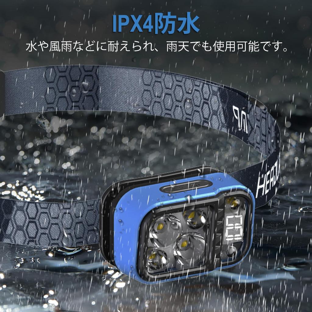 NGOKPYD Rechargeable LED 500 High Sensor 4 Modes Warm Headlamp with Battery Level Beam Angle IPX4 Ideal for and Outdoor Headlight, Lumens, Brightness,