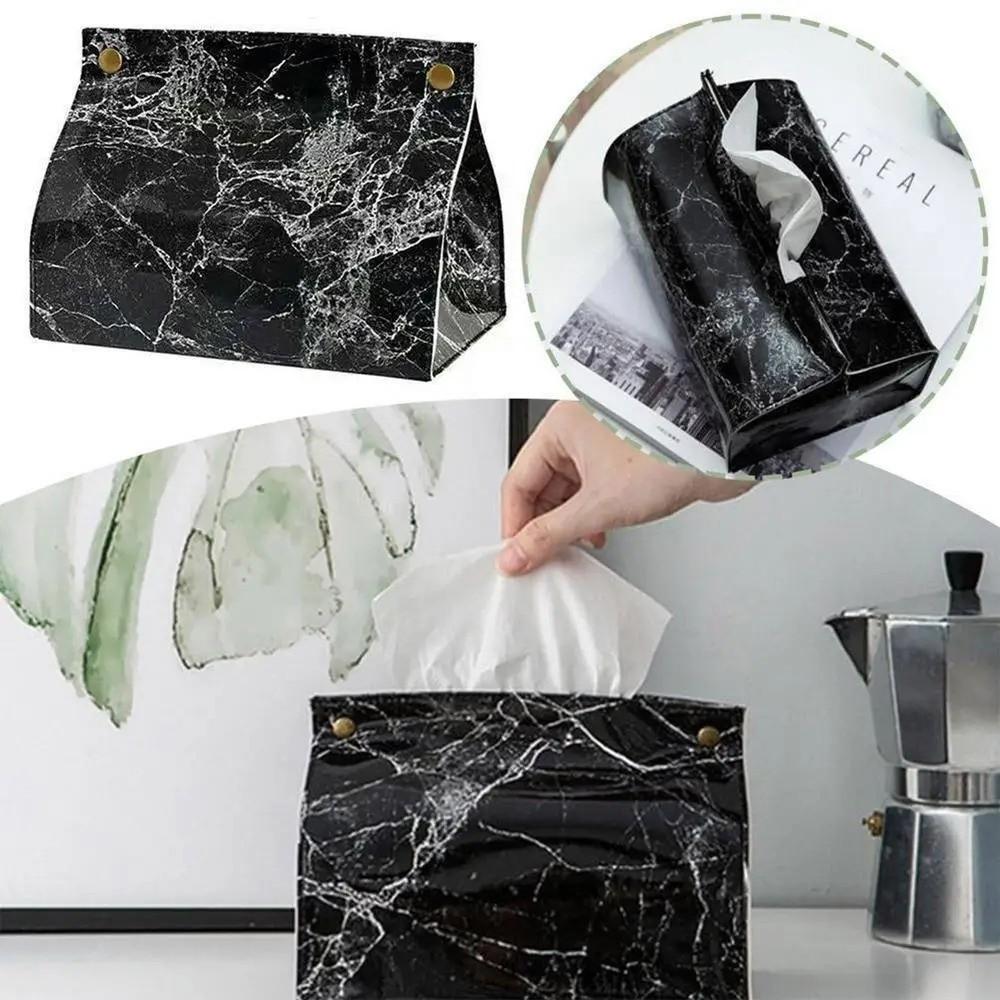 Marble Pattern Napkin Container Decorative Car Tissue Box Nordic Paper Tissue Case Bathroom
