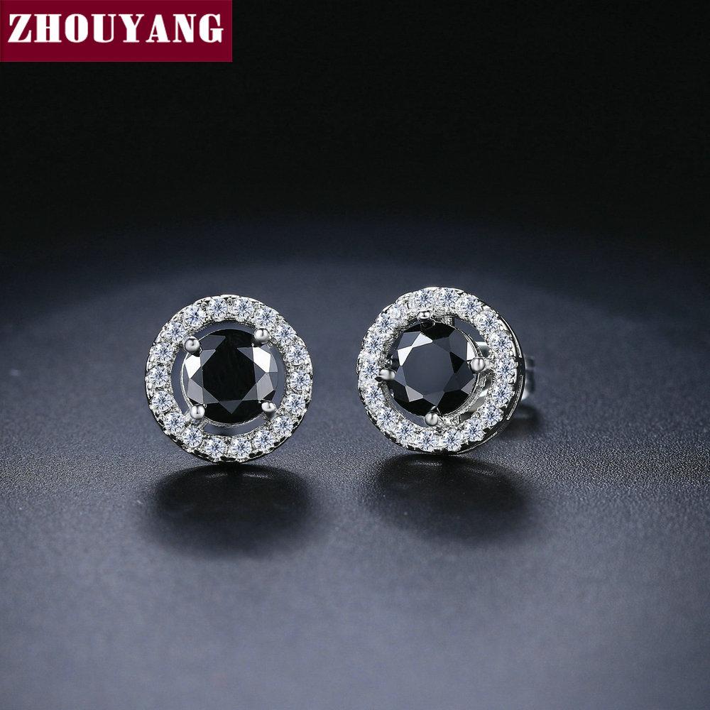 Silver Color Hearts & Arrows Cut 0.75 carat Cubic Zirconia Stud Earring Wedding Earrings for Women Wholesale ZYE836