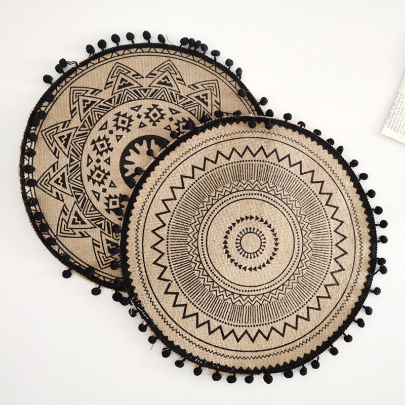 Einfache handgewebte Jute-Tischset-Untersetzer im Ins-Stil, Retro-Baumwollleinen, dekorativ