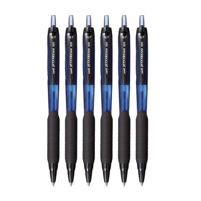 Uni-Ball Jetstream SXN101 0.7mm Blue Ink Roller Ball Pen Pack of 6 Smooth Retractable Writing Instruments