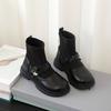 Girls Knitted Boots 2025 Autumn Children's Socks Splicing Small Leather Shoes Catwalk Short Boots Princess Socks Boots Tide