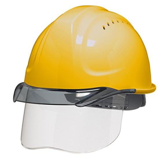 Helmet with Work Aero [DIC Plastics] Shield, Use, Ventilated, Mesh, SYA-CSV-SFE4M-M2, Yellow/Smoke