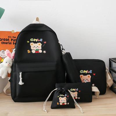 Girls' Rabbit Design 5-Piece School Backpack Set