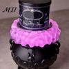 Halloween Cauldron Decorations LED Bubble Light Decor, Color Changing Witch Potion Lamp with Simmering Display Purple Light, Spooky Gothic Tabletop