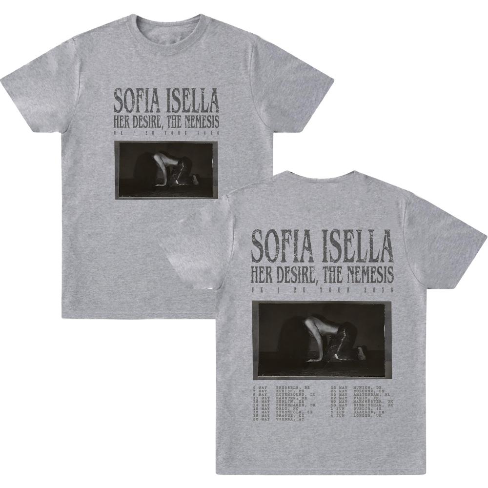 

Sofia Isella Her Desire The Nemesis Tour 2026 T Shirts Women Men Cotton Short Sleeve Tees Gothic Aesthetic Clothing Summer Tops XL сірий колір