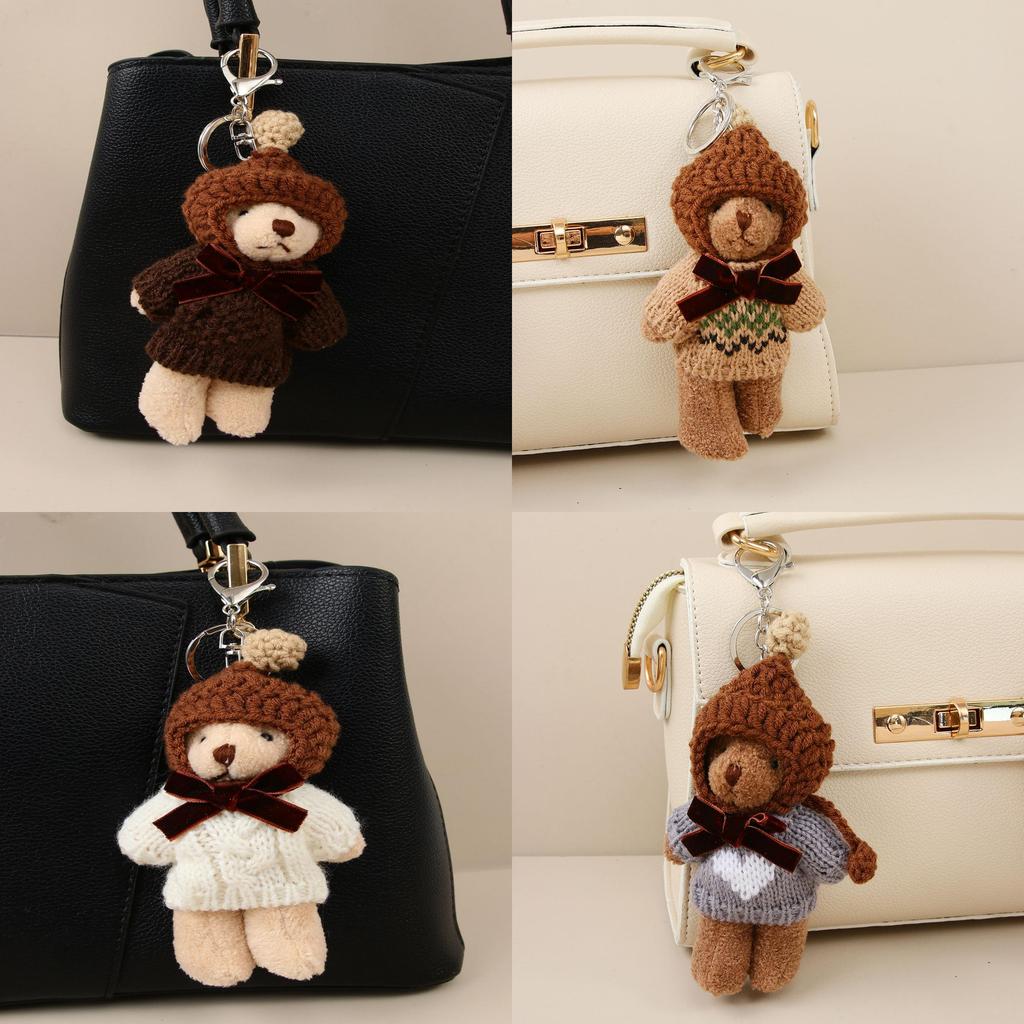 Plush Bear Keychain With Cartoon Animal Pendant For Bags And Gifts