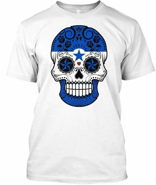 Honduras Flag Sugar Skull With Roses TTshirt Made in the USA Size S to 5XL M