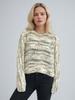 Contrast Color Knit Pullover Sweater Crew Neck Long Sleeve Casual Top for Women Men