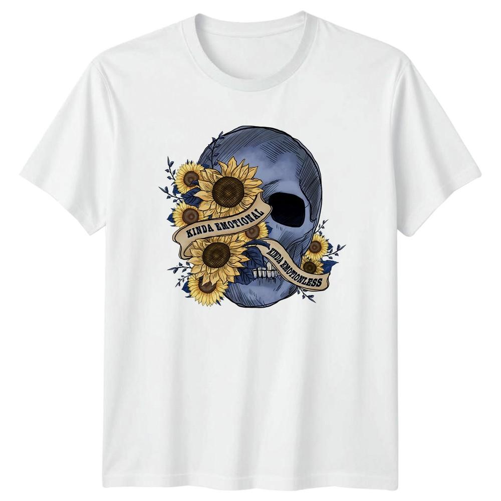 Kinda Emotional Kinda Emotionless TShirt Sunflower Skull Gift For Him And Her S