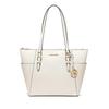 MK Charlotte Logo de Letra Pingente Cor Sólida Bolsa Tote de Couro para Ombro Bolsas Tote Grandes Femininas Creme 35T0GCFT7L-289