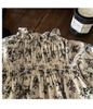 2024 Autumn Korean Mori Style Girls' Floral Shirt & Suspender Skirt Set
