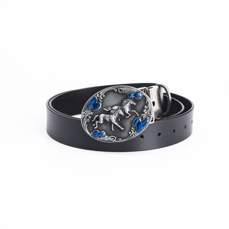Men s Retro Punk Metal Buckle Leather Belt 125 cm серебряная пряжка черный ремня