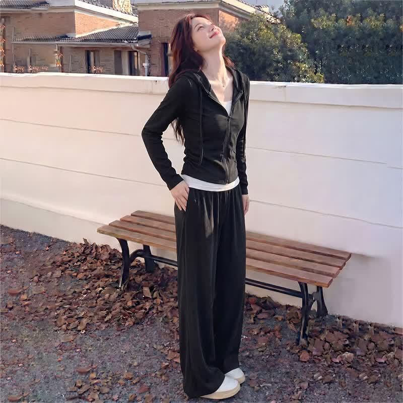 TonLion Women s Faux Two-Piece Wide-Leg Pants Set L