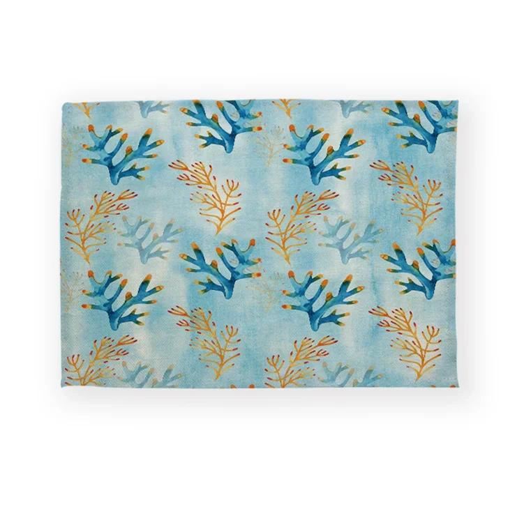 Fisch Meeresleben Muschel Muster Küchen-Tischset Leinen Esstisch-Matten Untersetzer Schale Tasse Matte Fisch Haus Dekoration Tisch s