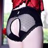 Open crotch perforated full 6 colors [FULL CHECK] shorts, panties, back, (red)