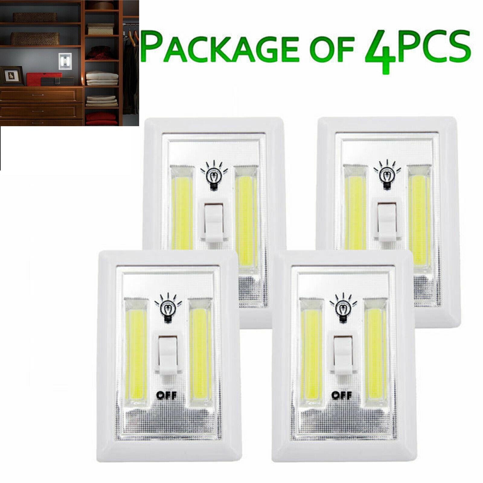 

4 шт. беспроводной светодиодный ночник COB с батарейным питанием, аварийный настенный шкаф