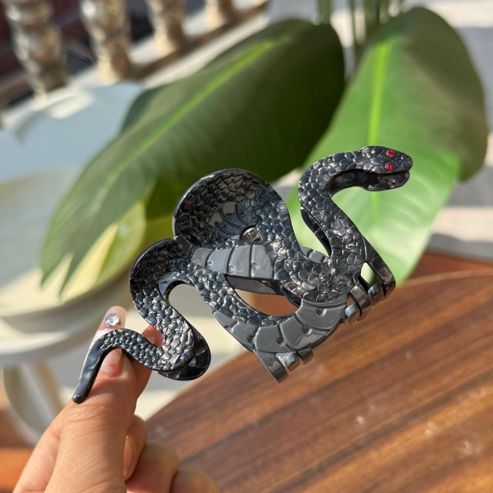 

Элегантный краб для волос в виде змеи из ацетата целлюлозы, заколка-краб, заколка для волос в виде змеи, аксессуар для укладки волос чёрный