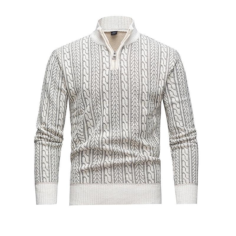 Men s Autumn Winter Cable Knit Zipper Sweater - European & American Style XL