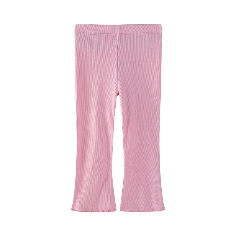 Girls Solid Stretchy Base Leggings with Flared Legs for Spring and Autumn