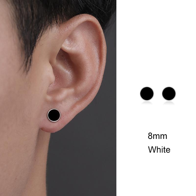 Trendy HipHop Titanium Steel Round Men's Stud Earrings Hippie Stainless Steel Black Drip Earings for Men Couple Piercing Jewelry