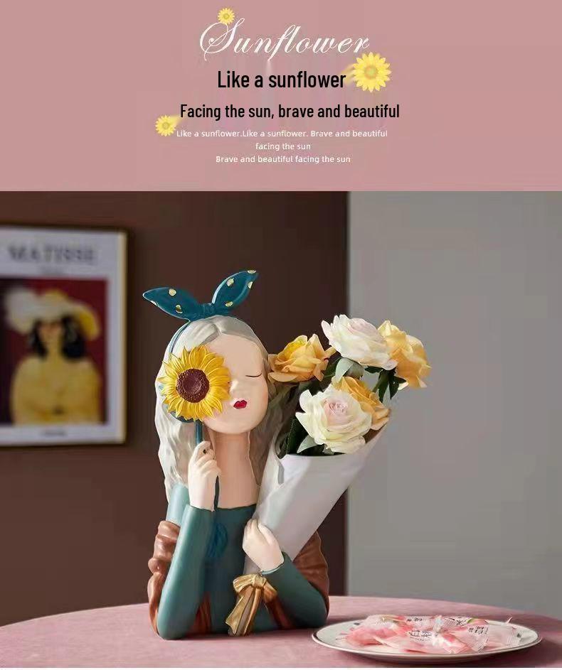 Nordic Girl Luxury Flower Arrangement Vase - Creative Home Decor for Living Room & Entrance Hall