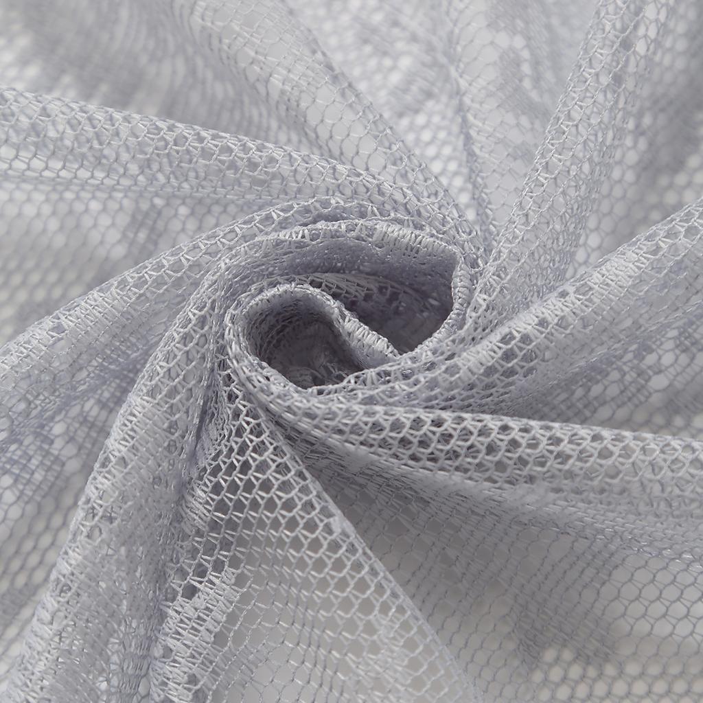 Moderner, einfacher Fenstervorhang mit kleiner Rosette und Durchgangsstange, französischer transparenter Vorhang aus Polyesterfaser, geeignet für Wohnzimmer, Schlafzimmer, Erkerfenster