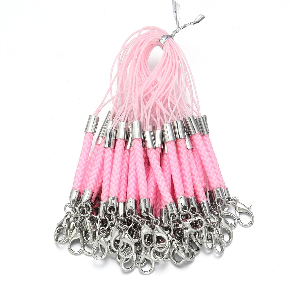 

10pcs/lot 12 Colors Braided Lanyard Cell Phone Straps Mobile Phone Chains Bag Charms Pendant with Lobster Clasps DIY Making рожевий