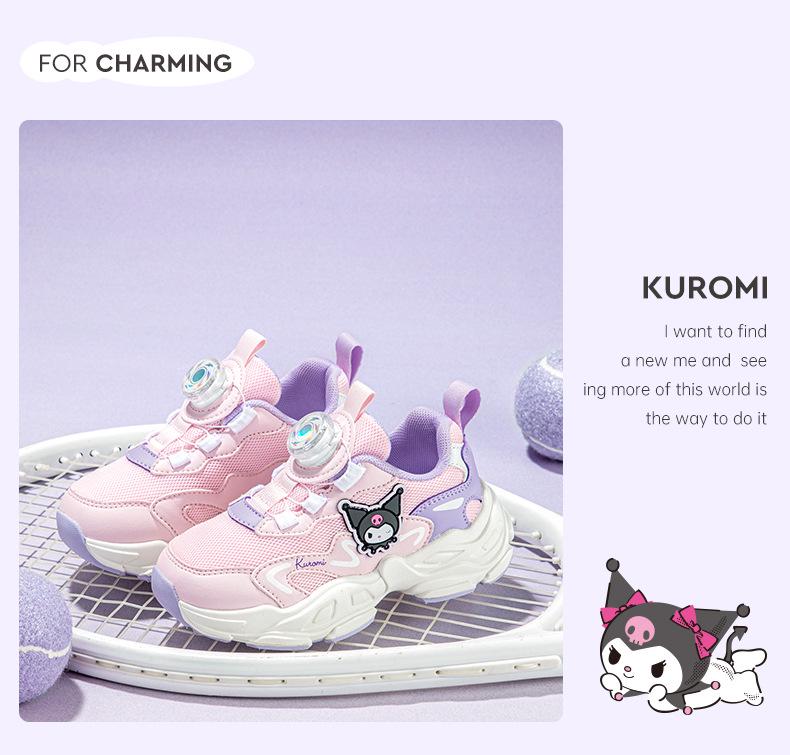 Hello Kitty Girls' Breathable Mesh Running Shoes - 2025 Autumn Collection with Kuromi Trendy Design