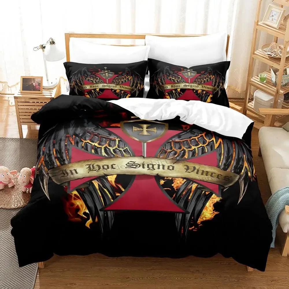 

Knights Templar Bedding Set Single Twin Full Queen King Size Aldult Bedclothes Duvet Cover Sets for Bedroom parure de lit EU single(135x200cm)
