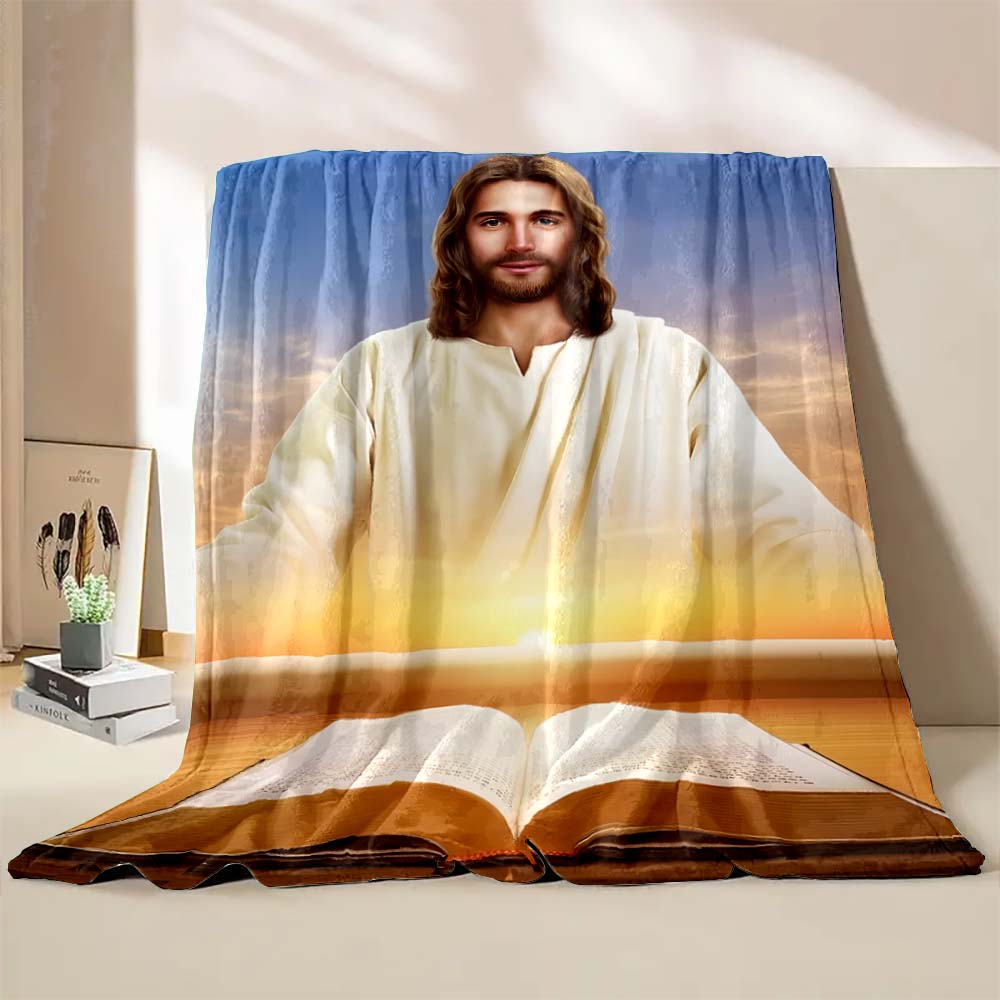 6 Sizes God Jesus Believer Pray Printed Blanket Soft and Comfortable Home Travel Blanket Adult and Child Warm Blanket Catholic