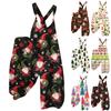 Damen Retro Sommer Overall Jumpsuit mit Weihnachtsdruck und nicht verstellbaren Trägern für den lässigen Alltag