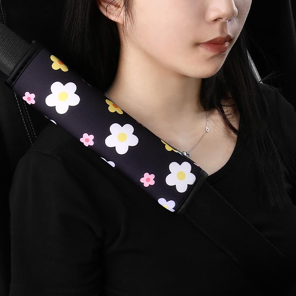Flower Printed Car Cover Non-slip Safety Belt Protector Universal Belt Protector  For Car