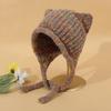 Roztomilá pletená čepice do uší pro kočky Y2K Fashion Háčkovaný chránič uší Vlněná čepice Dámská Zimní zateplená pulovrová čepice Girl Wrap Head Bonnet Beanies