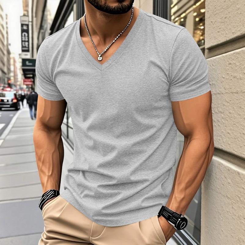 American Style Summer Quick Dry Mens V Neck Short Sleeve T Shirt