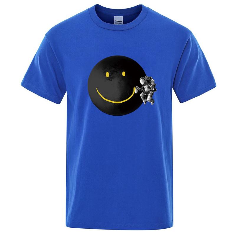 Summer Men's Cotton Funny Spaceman Printing Casual Comfortable Soft O-neck Short Sleeve T-shirt