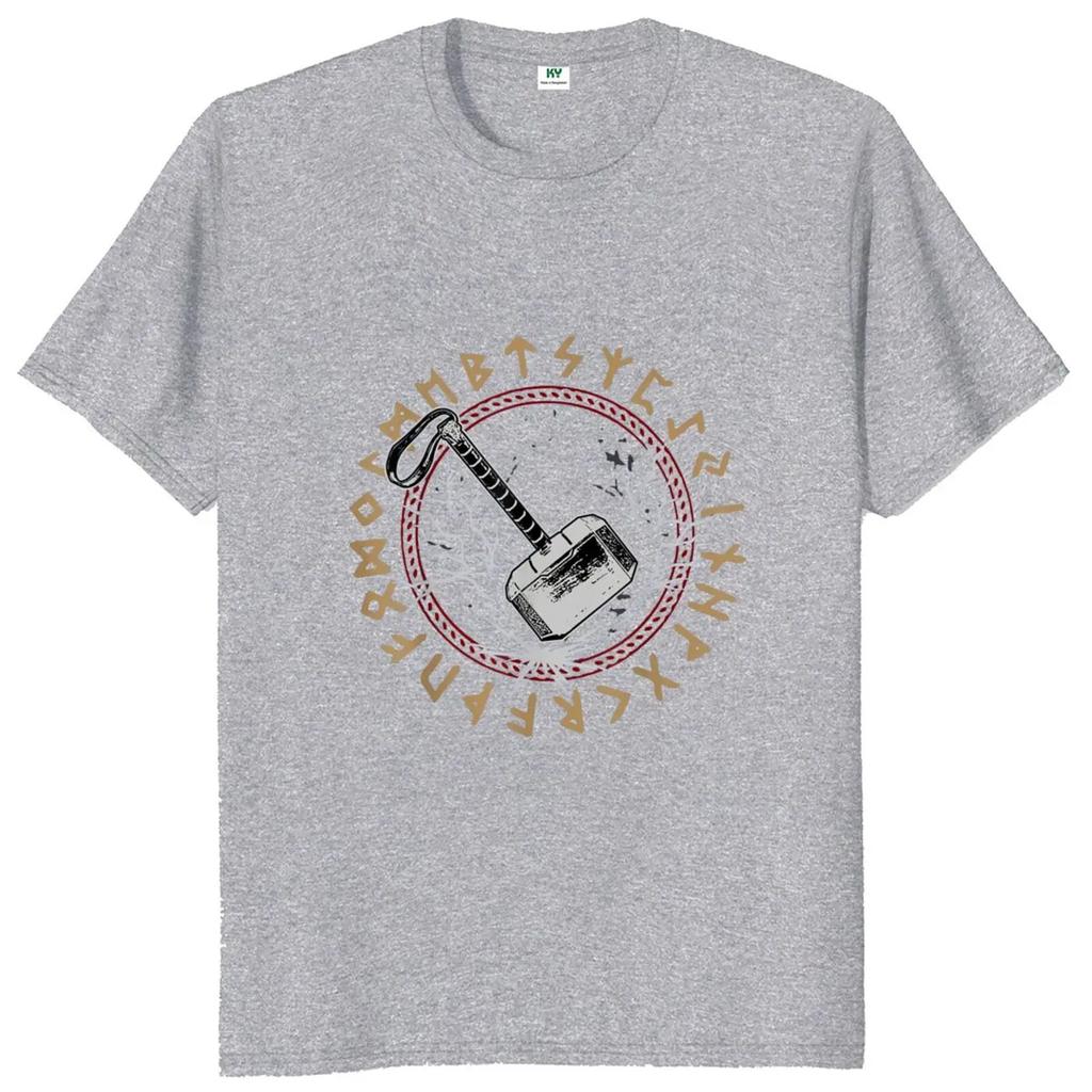 Thor Viking Hammer T Shirt Norse Mythology Design Novelty Tee Shirt 100% Cotton Short Sleeve Casual Homme Camiseta EU Size