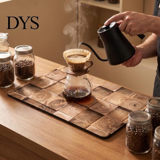 Kitchen Sink Drying Pad 3D Wood Grain Dish Mat, Diatom Mud Absorbent Mat for Fast Counter, Non-slip Heat Resistant Cup Coffee Decorative Counter