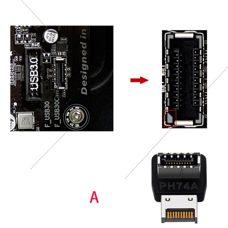 USB3.1 Type E Connector 90 Degree Angled Elbow Type C Converter Cable Splitter for Computer Mainboard Front Panel USB Adapter