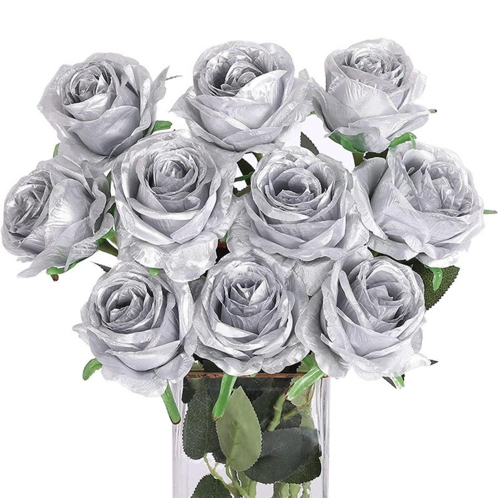 1pc Silk Rose Simulated Rose Bouquet DIY Floral Materials Realistic Artificial Flowers Gold Soft Wedding Bouquet