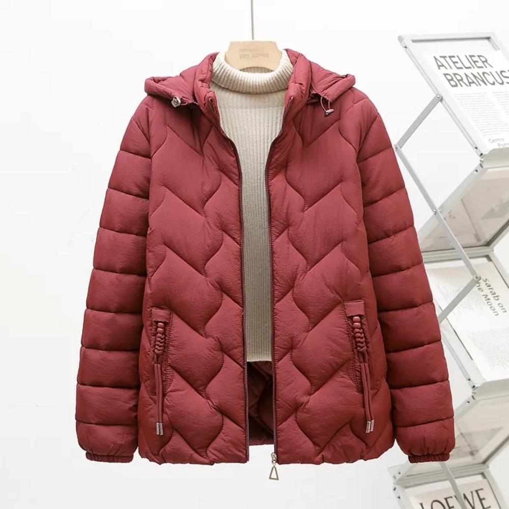 Down Padded Jacket Women's Short Autumn and Winter Lightweight Hooded Padded Jacket Mother Jacket Padded Jacket