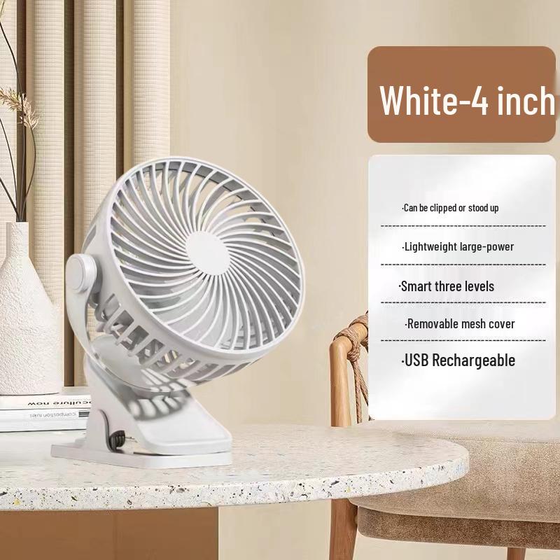 Compact Clip-On USB Fan - Silent & Portable for Office, Dorm, Stroller, or Bed 0mAh