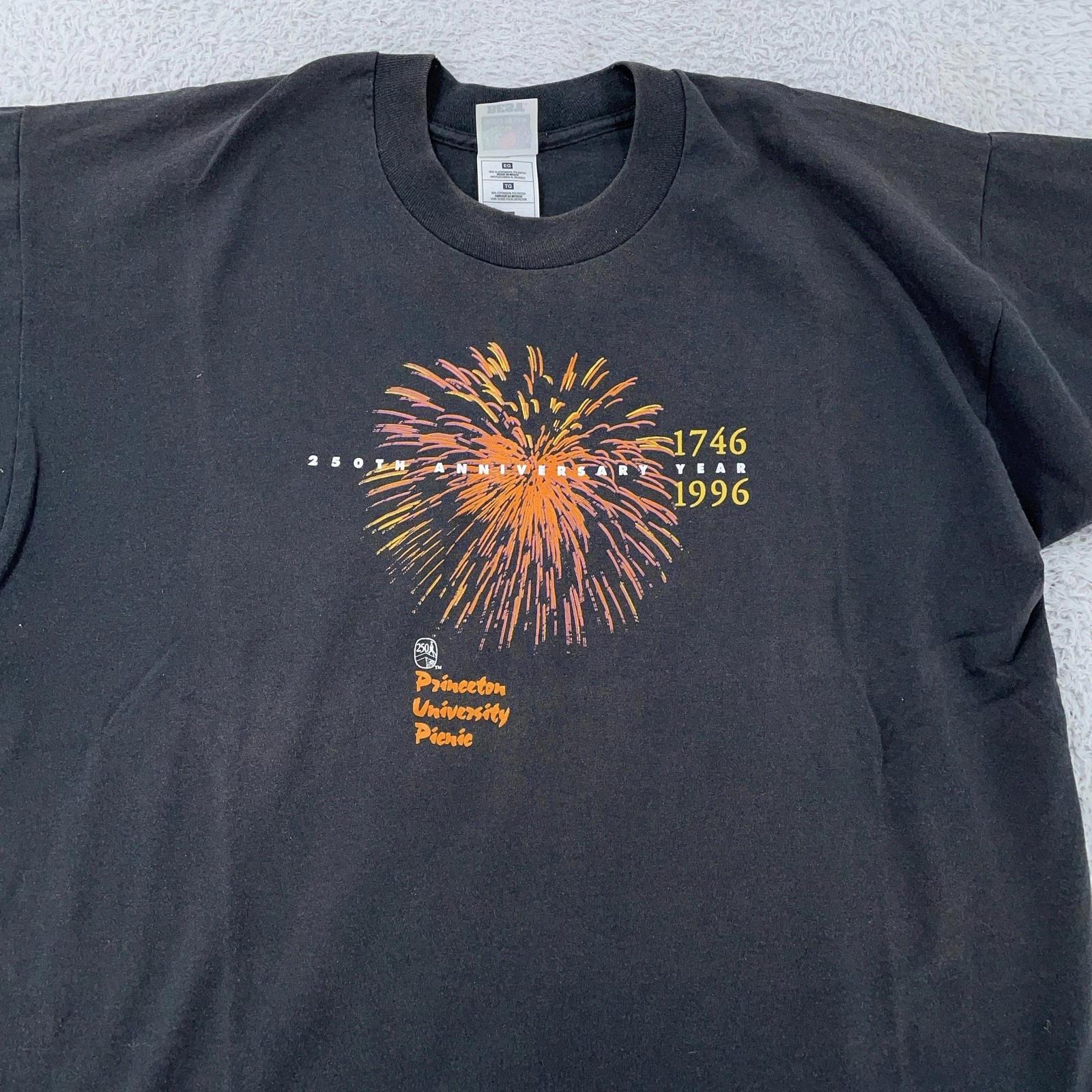 

Vintage Princeton University Shirt Large/XL Black 250th Anniversary 1996 Tee 90s S