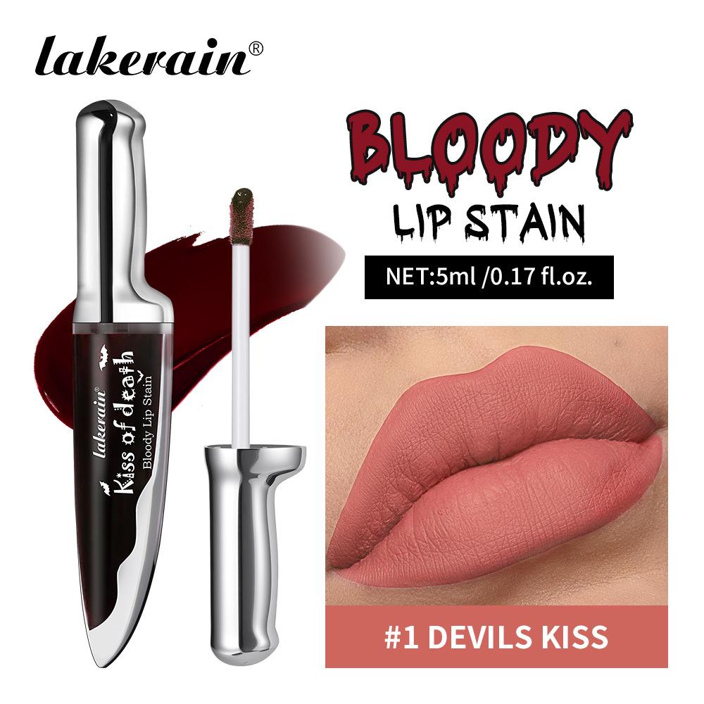 Polibek smrti Krvavá skvrna na rtech Tónování rtů Dlouhotrvající Voděodolný Nelepivý Barva ztmavne Matný Gotický Kosmetický