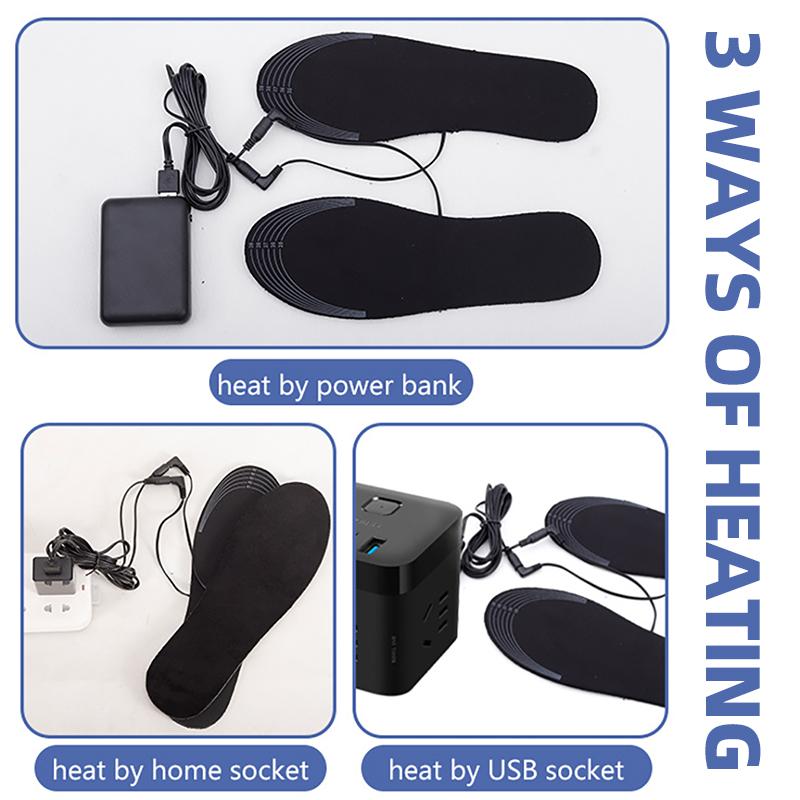 USB нагреваемая стелька, электрическая грелка для ног, нагрев от перезаряжаемого павербанка, моющаяся, размер можно обрезать