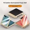 For Samsung Galaxy Z Flip 7 6 Flip7 Flip6 Phone Case with Screen Protector & Hinge Protection PU Leather Plating Frame Cover