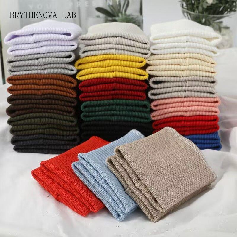Pure Cotton Knitted Fine Ribbed Sweatshirt Jacket Clothing Accessories Fabric with Cuffs Sleeves Hem and Bottom Edge