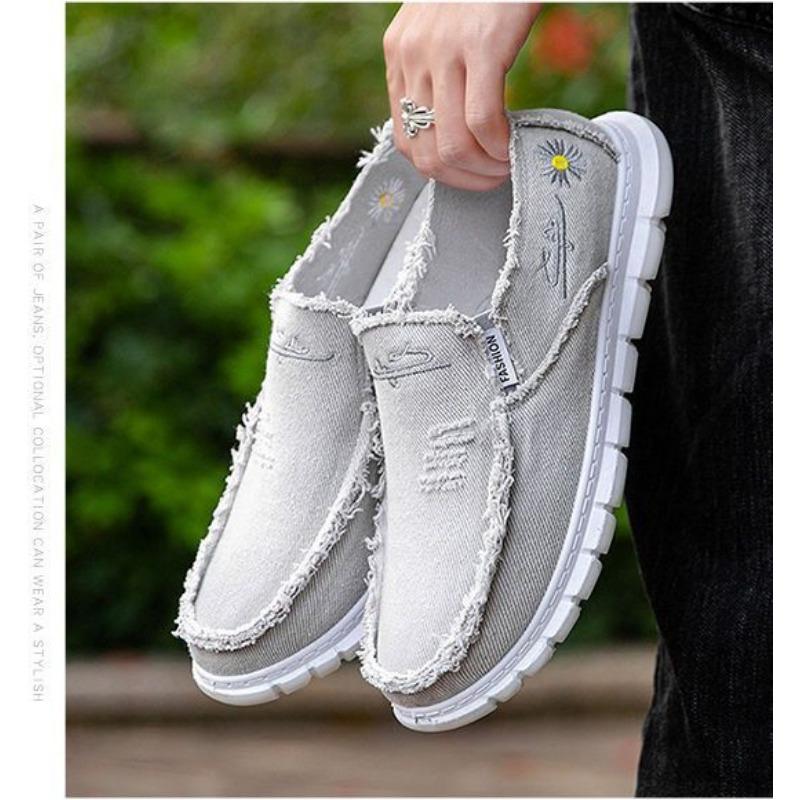 Women's Casual Shoes, Soft Washed Denim Canvas Shoes, Flower Design, Lightweight and Durable, Suitable for Casual Wear and Women's Shoes